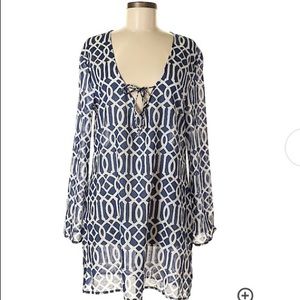 Blue patterned Beach Coverup